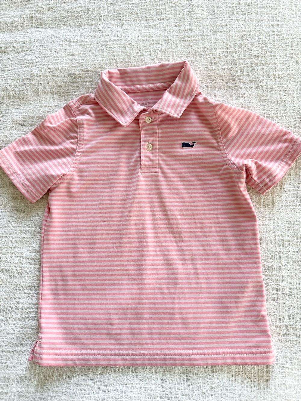 Vineyard Vines 3T Performance Light Pink/White Polo